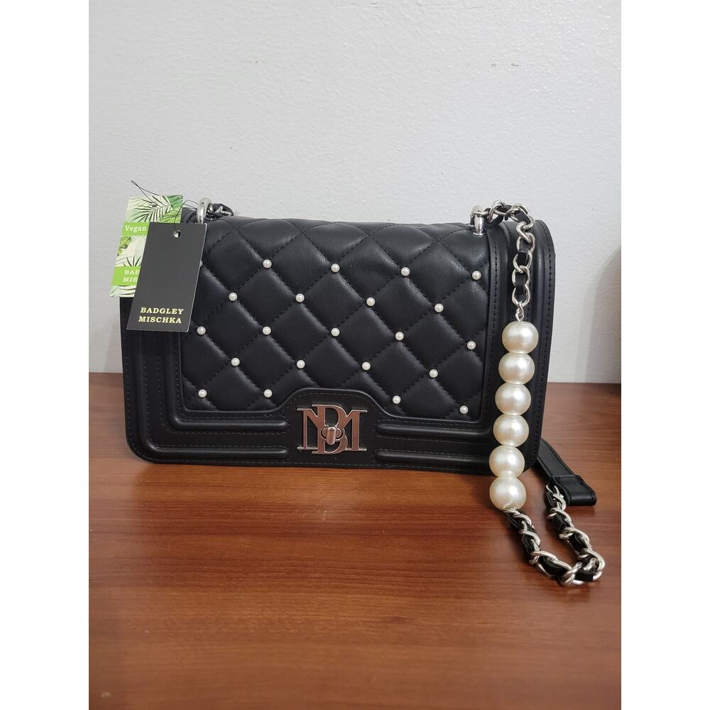 Badgley Mischka Black Crossbody with Bombe & Pearls